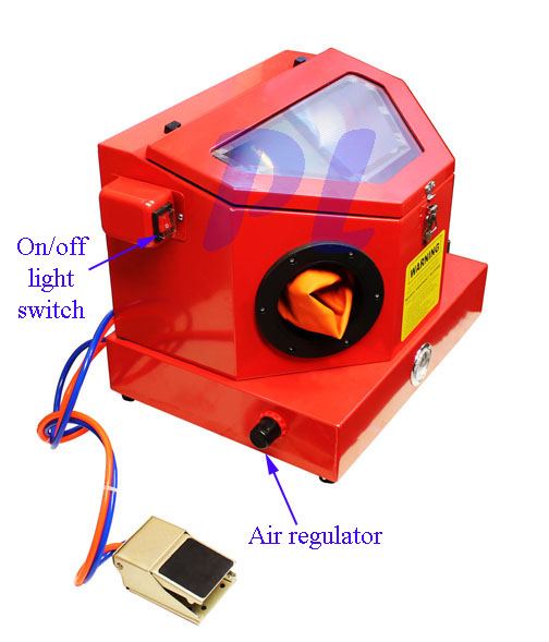 Mini Sand Blaster Cabinet 80PSI 7CFM Hands Free Foot Pedal Abrasive ...