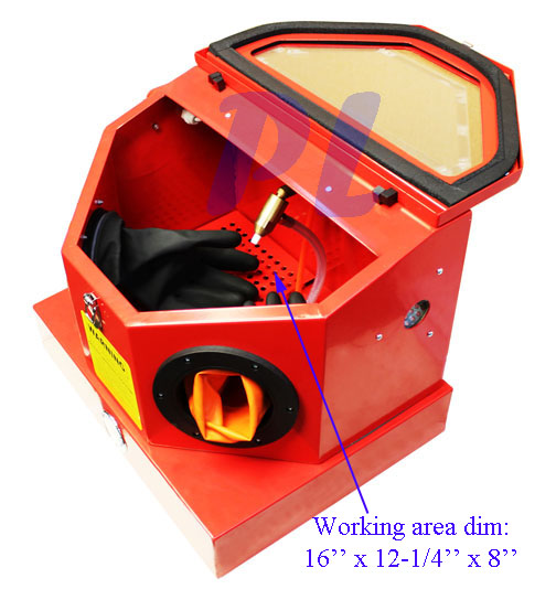 Mini Sand Blaster Cabinet 80PSI 7CFM Hands Free Foot Pedal Abrasive ...