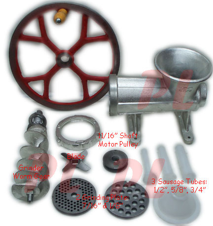 32 Meat Grinder Motor Pully 2 Plate & Sausage Stuffer  